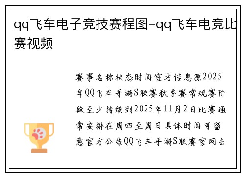 qq飞车电子竞技赛程图-qq飞车电竞比赛视频