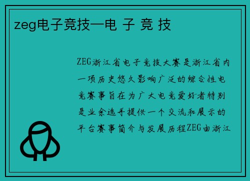 zeg电子竞技—电 子 竞 技